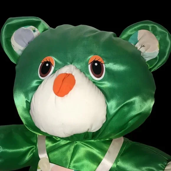 Unique Puffalump-like Plush Green Teddy Bear LARGE 18in. Stuffed Animal RARE